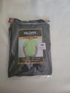 New Black 2 pk Gildan Workwear Size M Pocket Tee Shirts Cotton/poly Dry Blend - Picture 1 of 4