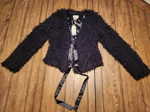 Max Studio Specialty Products NWT M.L.L.P Black Fuzzy Fur Coat Jacket (XS) - Picture 1 of 12