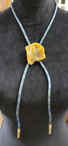 VTG 1950's Western Natural Stone Blue & Silver Bolo Tie w/Silver Tips 18" Long
