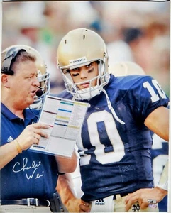 Foto firmada por Charlie Weis 16x20 NOTRE DAME LUCHANDO IRLANDESA (Steiner y fanáticos) - Imagen 1 de 5