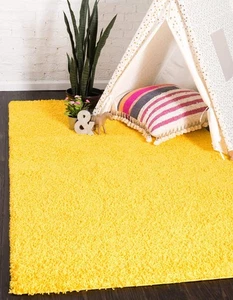 Tuscan Sun Yellow 2x3 Rectangular Soft Shag Rug by Unique Loom Solo Collection - Picture 1 of 9