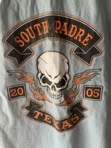 Biker Denim Shirt XL Distressed/Frayed Lightning South Padre 2005 - Picture 1 of 4