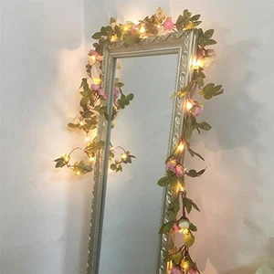 2 Meter 20 LED Flower Leaf Garland Copper LED Fairy String Lights for Wedding De - Picture 1 of 12