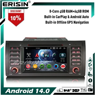 8-Kern 64GB Android 14 Autoradio DAB+ WiFi CD GPS Navi für BMW X5 E53 BT 5.0 IPS - Bild 1 von 4