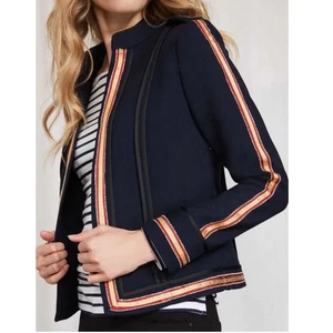 Boden Womens Laura Military Style Jacket Coat Blue Red Gold Short Size 2 - Picture 1 of 11