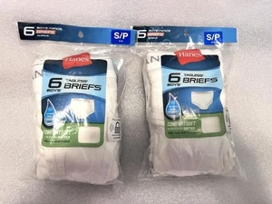 NEW 2 Sets (6 Pr Pkg)-HANES Underwear-Boy's Tagless Briefs-Sm (6-8) =12 Pr Total - Picture 1 of 11