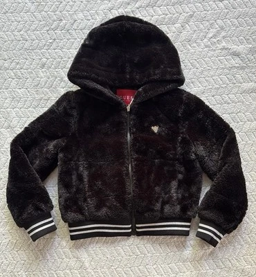 Guess Black Faux Fur Jacket Size 7 - Image 1 of 4