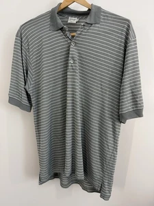 Armani Collezioni Stripe Polo Shirt Men's L Short Sleeve Light Olive Italy Made - Picture 1 of 6