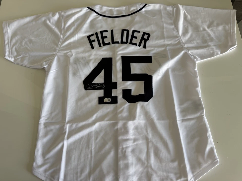 Autographed/Signed CECIL FIELDER Detroit White Baseball Jersey BECKETT Witnessed - Image 1 of 4
