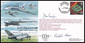 Cubierta firmada por John Cunningham & Ralph Hare de Havilland D.H.108 RAF - Imagen 1 de 4