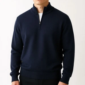 Daniel Bishop Langarm 1/4 Zip Kaschmir Pullover XL Navy Blau Classic Preppy - Bild 1 von 9