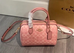 COACH Roan Satchel Bag Signature Canvas Powder Pink CV961 Outlet NEW - Picture 1 of 8