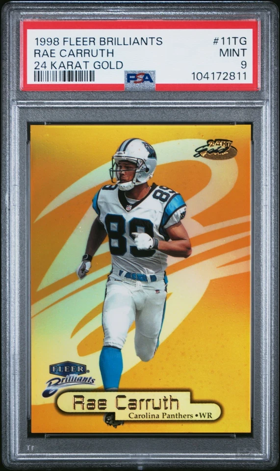 1998 Fleer Brilliants #11tg 24 Karat KT Gold /24 Rae Carruth PSA 9 (sn: 10/24) - Image 1 of 2