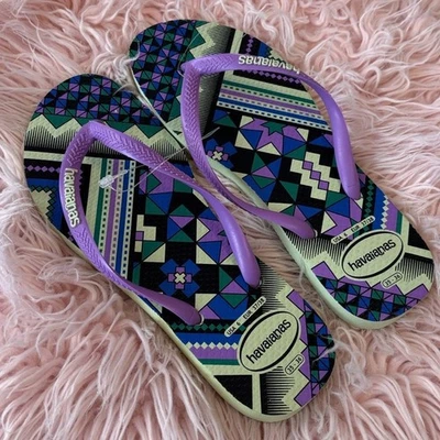 全新无标签 Havianas 修身部落拖鞋凉鞋 尺寸 6 — 第 1/4 张图片