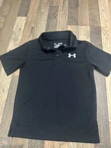 Under Armour Boys Golf Polo Shirt Size S Youth Black New - Picture 1 of 4