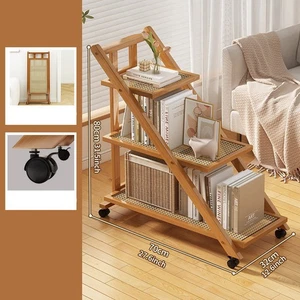 Bamboo Bookshelf Storage Rack Home Dorm Bookcase Foldable Storage Furniture - Picture 1 of 8