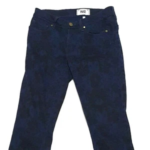 PAIGE Sz 27 Jeans Womens Verdugo Ultra Skinny Floral Blue 5 Pocket Stretch Denim - Picture 1 of 8