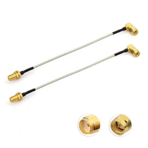 2-Pack SMA Male Right Angle to Female Bulkhead .086" RG405 Semi Rigid Cable 15cm - Picture 1 of 4