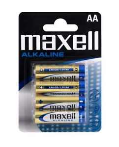 4 X Maxell Batteries Stylus Alkaline Batteries AA LR6 Blister Battery Pack Of