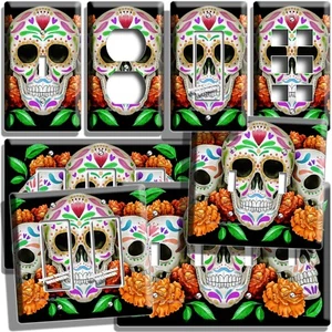MEXIKANISCHE CALAVERA SUGAR SKULLS LICHTSCHALTER STECKDOSE WANDTELLER VOLKSKUNST ZIMMERDEKO - Bild 1 von 34