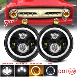 Par de faros LED de 7 pulgadas para Ford F-100 F-250 F-350 1953 Halo DRL intermitente - Imagen 1 de 16