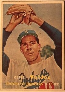 1957 TOPPS #337 RENE VALDES BROOKLYN DODGERS ROOKIE