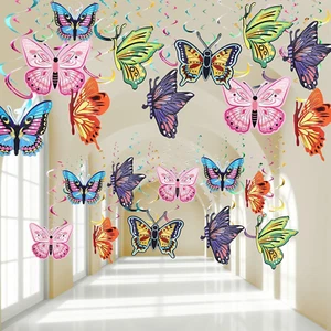 36 Pcs Spring Butterfly Hanging Swirl Decoration Party Streamer Hanging Ceiling - Picture 1 of 12