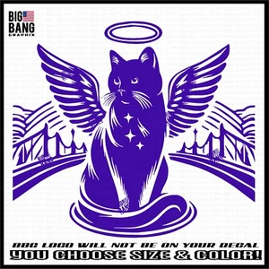 Rest In Peace Cat Angel Vinyl Decal Sticker SUV Car Truck Window Feline Kitty 🌈 - Picture 1 of 8