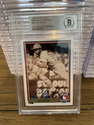 Lou Brock 1992 UD Heroes of Baseball Signed #H6 Autographed Beckett Authentic - Image 1 of 2