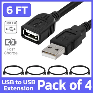 4 Pack USB Extension Cable 6ft USB Cord Extender Standard Type A Male to Female - Bild 1 von 5