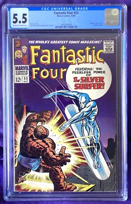 FANTASTIC FOUR #55 CGC 5.5 THING VS SILVER SURFER LOCKJAW CAMEO JACK KIRBY - Image 1 of 2