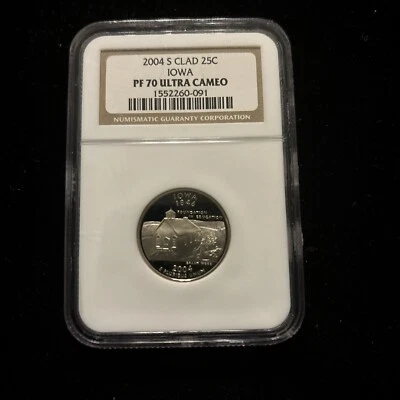 2004 S Iowa Quarter Ngc Pf70 Ultra Cameo  25c Proof Clad Statehood - Image 1 of 4