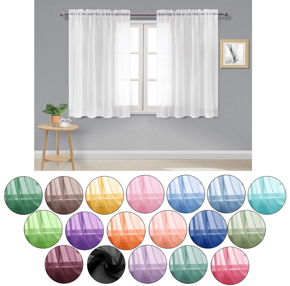 63" pulgadas de largo - Juego de cortinas de bolsillo con varilla de ventana transparente de 2 paneles Foto 1 de 1