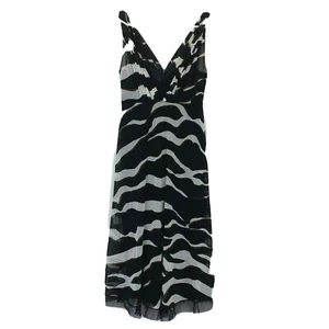 Pingpong Womens Size 8 Black/White/Brown Sleeveless Lined Dress with Back Zipper - Picture 1 of 3