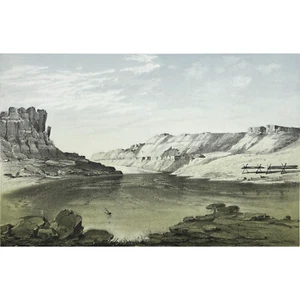 ca. 1855 Original Colored Lithograph - MOUTH OF PELUSE RIVER - John Mix Stanley - Picture 1 of 2