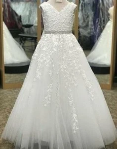 Sherri Hill Littles K52080 Light Ivory Girls Pageant Ball Gown Dress sz 10 - Picture 1 of 5