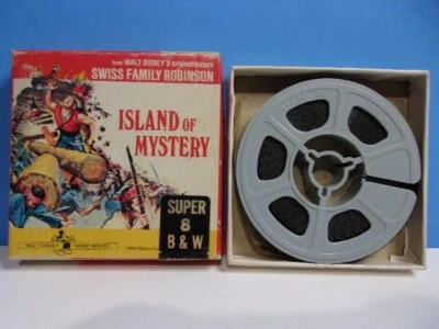 Super 8 ISLAND of MYSTERY Swiss Family Robinson Disney 8mm Movie #1112 B & W IOB Foto 1 de 4