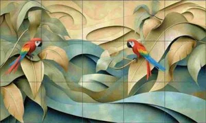 Mural de cerámica arte tropical Steve Hunziker salpicadero azulejo loro OB-SH2064 - Imagen 1 de 2