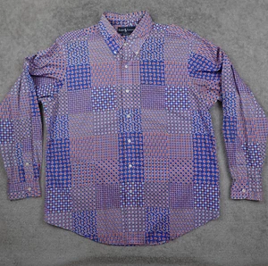 Camisa Ralph Lauren Para Hombre XL Azul Rojo Floral Cachemira Ajuste Personalizado Con Botones - Imagen 1 de 9