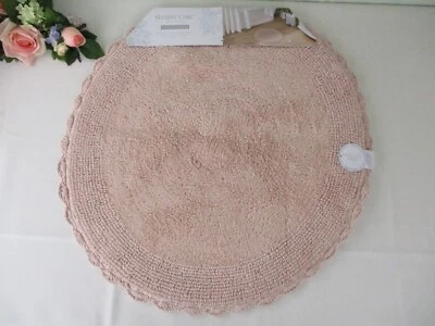 Alfombra de baño Shabby Chic Rachel Ashwell 26" redonda de algodón rosa alfombra ribete de ganchillo nueva con etiquetas Foto 1 de 4