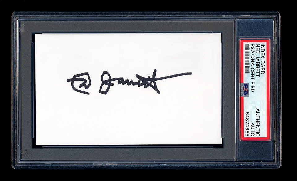 NED JARRETT SIGNED MINT INDEX CARD PSA/DNA AUTOGRAPHED NASCAR MOTORSPORTS HOF - Image 1 of 1