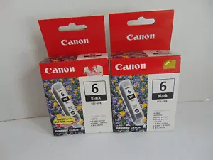 2 CANON Genuine Printer Ink Tank Cartridges BCI-6BK Black Sealed New - Picture 1 of 4