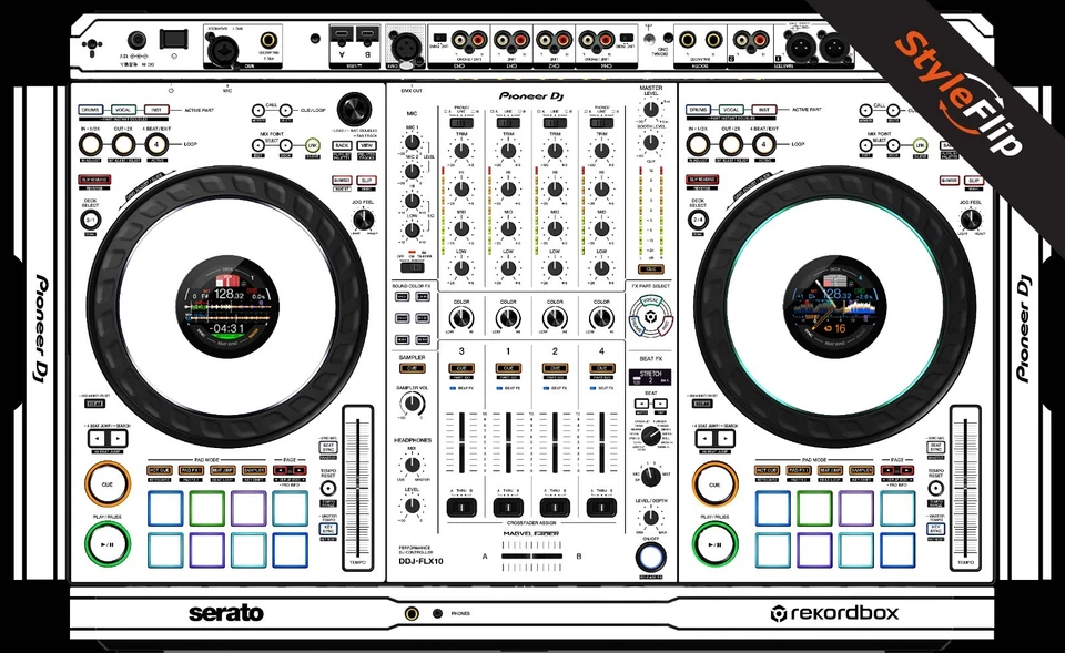Pioneer DDJ-FLX10 Skin | Blanco | Calcomanía protectora | Máscaras de StyleFlip Foto 1 de 1
