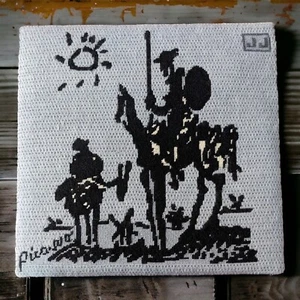 Pablo Picasso Don Quixote Needlepoint Cross14.25x13.75" Ready To Hang Johnson - Picture 1 of 6