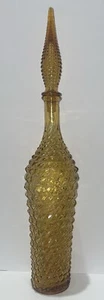 Vintage! MCM Empoli 22.5” Amber Pineapple Diamond Point Genie Bottle W Stopper - Picture 1 of 14