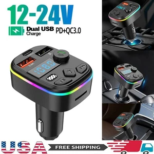 Auto 5.0 FM Transmitter Freisprecheinrichtung Anzünder Adapter 20W Dual USB Schnell Ladegerät - Bild 1 von 19