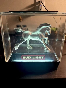 Letrero de cerveza iluminado vintage 1982 Budweiser Bud Light Clydesdale Horse - Imagen 1 de 5