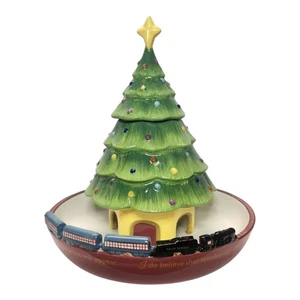 Hallmark Polar Express I Believe Christmas Tree/Train Ceramic 8" Candy Dish 2004 - Picture 1 of 4