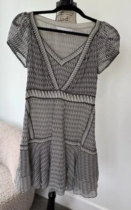 Vestido forrado Diane Von Furstenberg para mujer talla 4 negro blanco estampado geométrico - Imagen 1 de 10