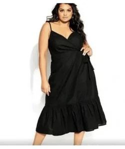 City Chic "Sweet Tie" schwarzes Damen Wickelkleid - neu mit Etikett, Gr. M/18 - Bild 1 von 1